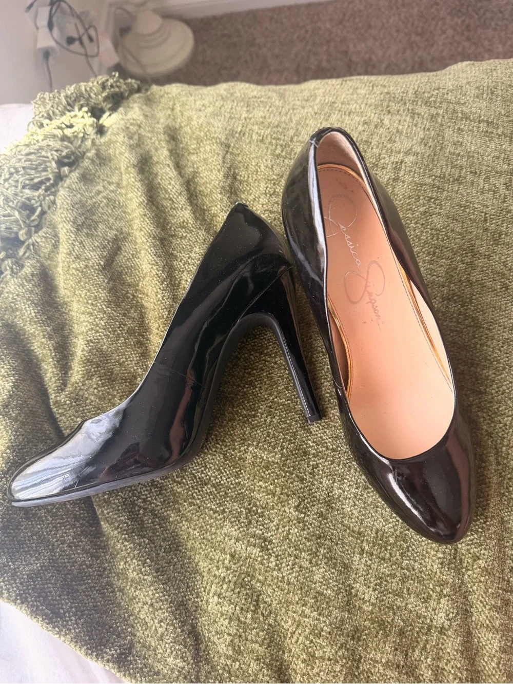 Jessica Simpson Black Patent Pointed-Toe Stiletto Pumps